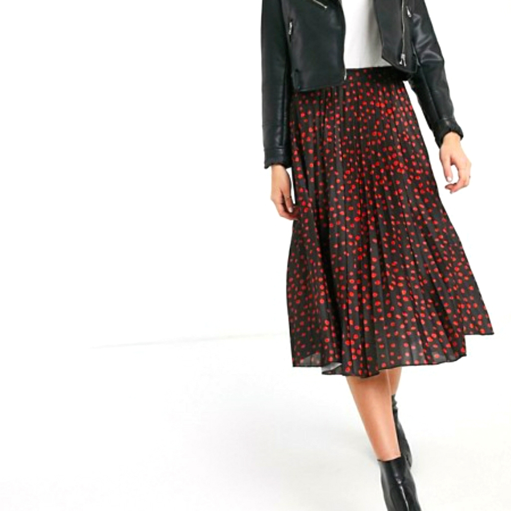 ASOS *new* pleat midi skirt, polka dots